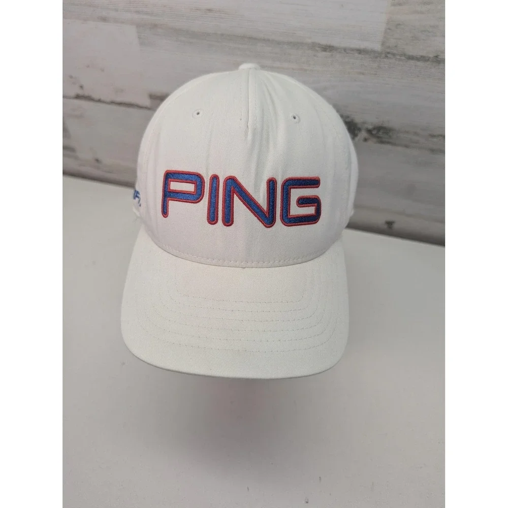 PING Hat Cap Snap Back White Golf‎ Junior Interclub Flexfit Embroidered Mens